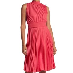 Nanette Lepore pink pleated sleeveless dress midi spring